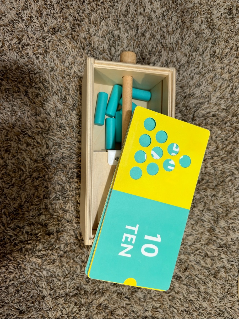 Wooden Counting Toy Set in Teal and Yellow – Early Math Learning